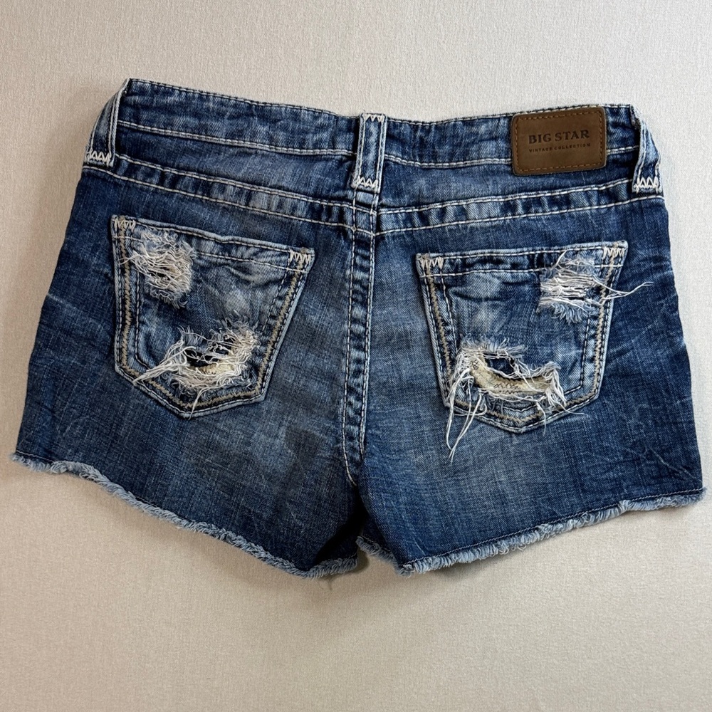 Big Star Women's Distressed Dark Blue Denim Shorts